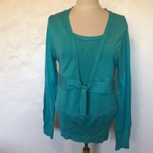 New Torrid Turquoise Twofer Tie Sweater Sz 1 1x